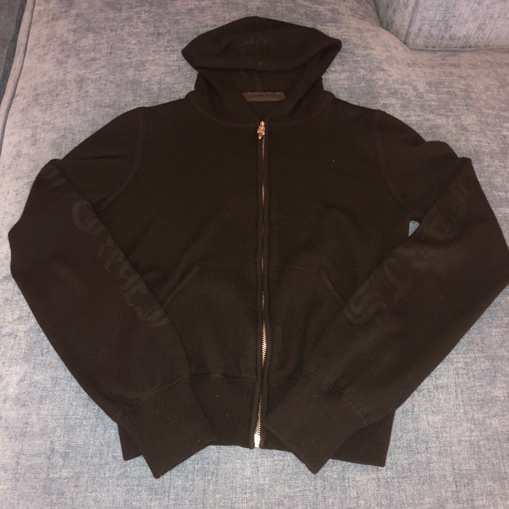 Chrome hearts zip up cashmere sweatshirt